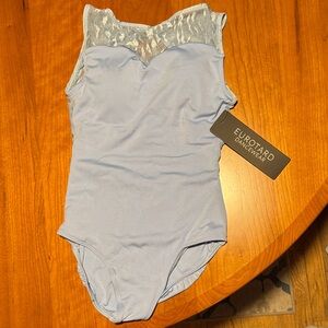 Women’s XS light Blue One Piece dance leotard. NWT high neck & back enclosure